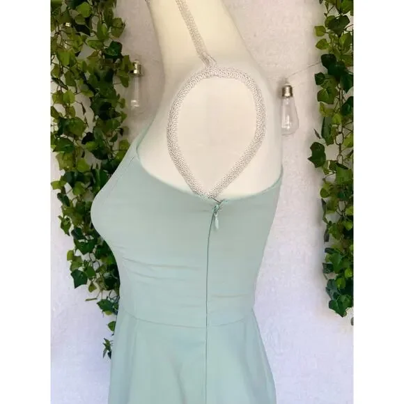 TCEC Pastel Green Asymmetrical One Shoulder Ruffle Mini Dress Women's Small - Picture 5 of 10